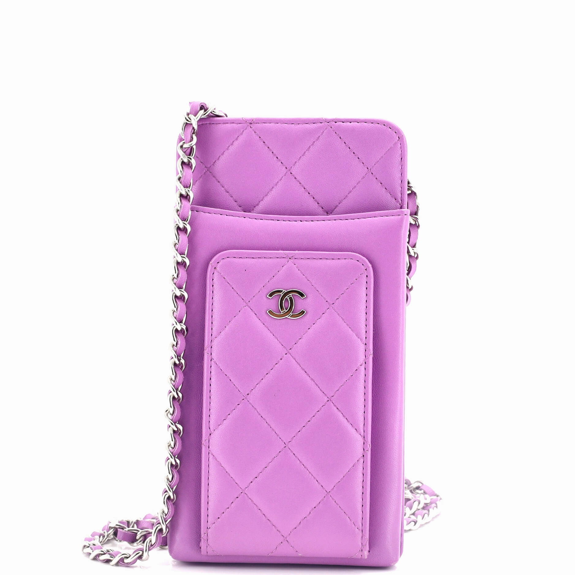 Phone Holder Crossbody Bag Quilted Lambskin