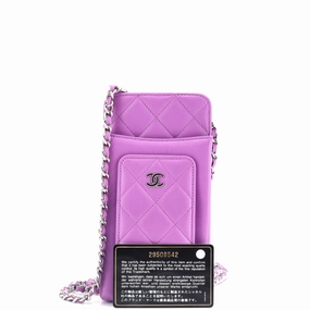 Phone Holder Crossbody Bag Quilted Lambskin