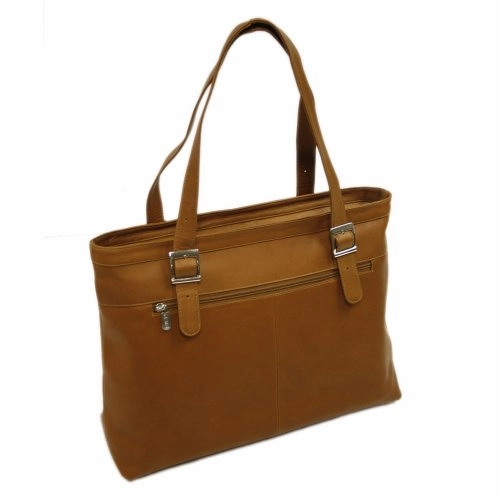 Piel Leather Ladies Laptop Tote, Saddle, One Size
