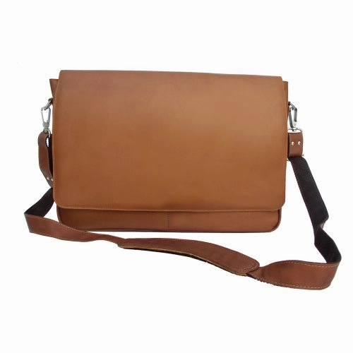 Piel Leather Professional Laptop Messenger, Saddle, One Size