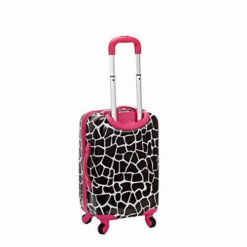 Pink Brown Giraffe Pattern Rolling Upright Spinner Wheeling Suitcase 3-Piece Set, All Over