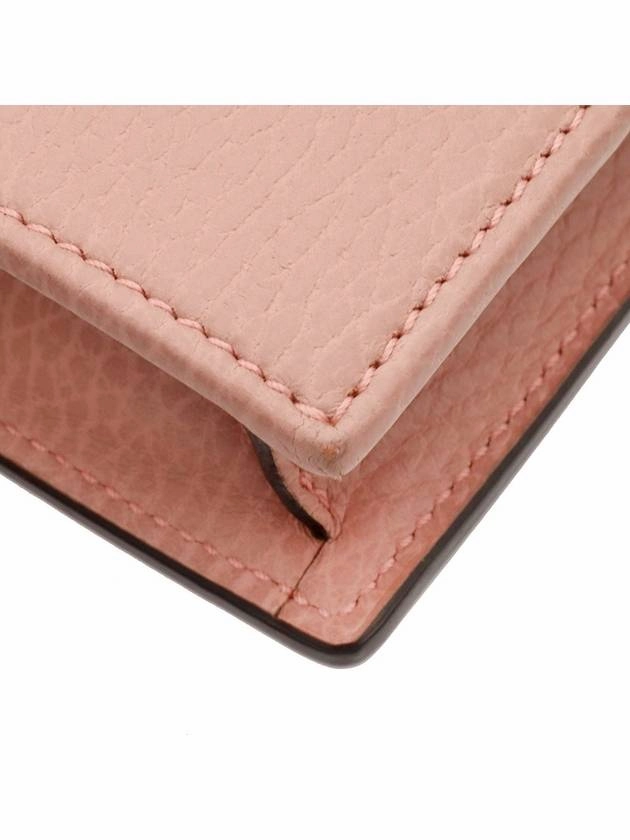 Pink leather interlocking GG chain mini clutch crossbody bag