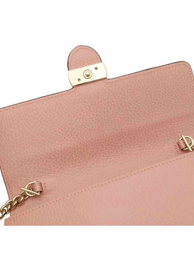 Pink leather interlocking GG chain mini clutch crossbody bag
