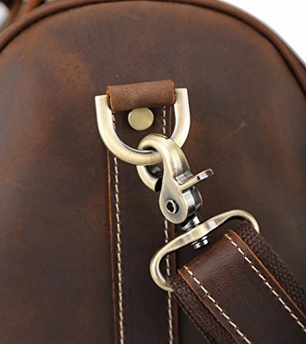 Polare Men'S 20'' Retro Real Leather Weekender Duffel Overnight Bag Carry On Luggage