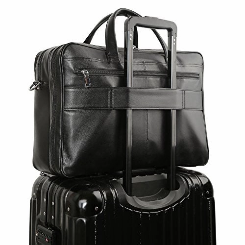 Polare Men'S Real Leather 17'' Briefcase Shoulder Messenger Business Bag