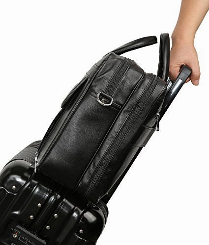 Polare Men'S Real Leather 17'' Briefcase Shoulder Messenger Business Bag