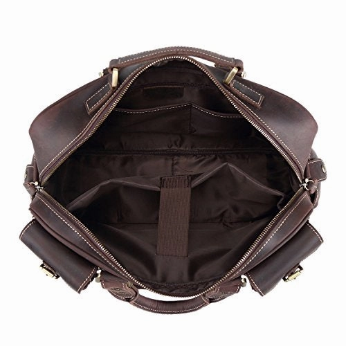 Polare Men'S Vintage Full Grain Leather Messenger Bag Business Case Computer Briefcase