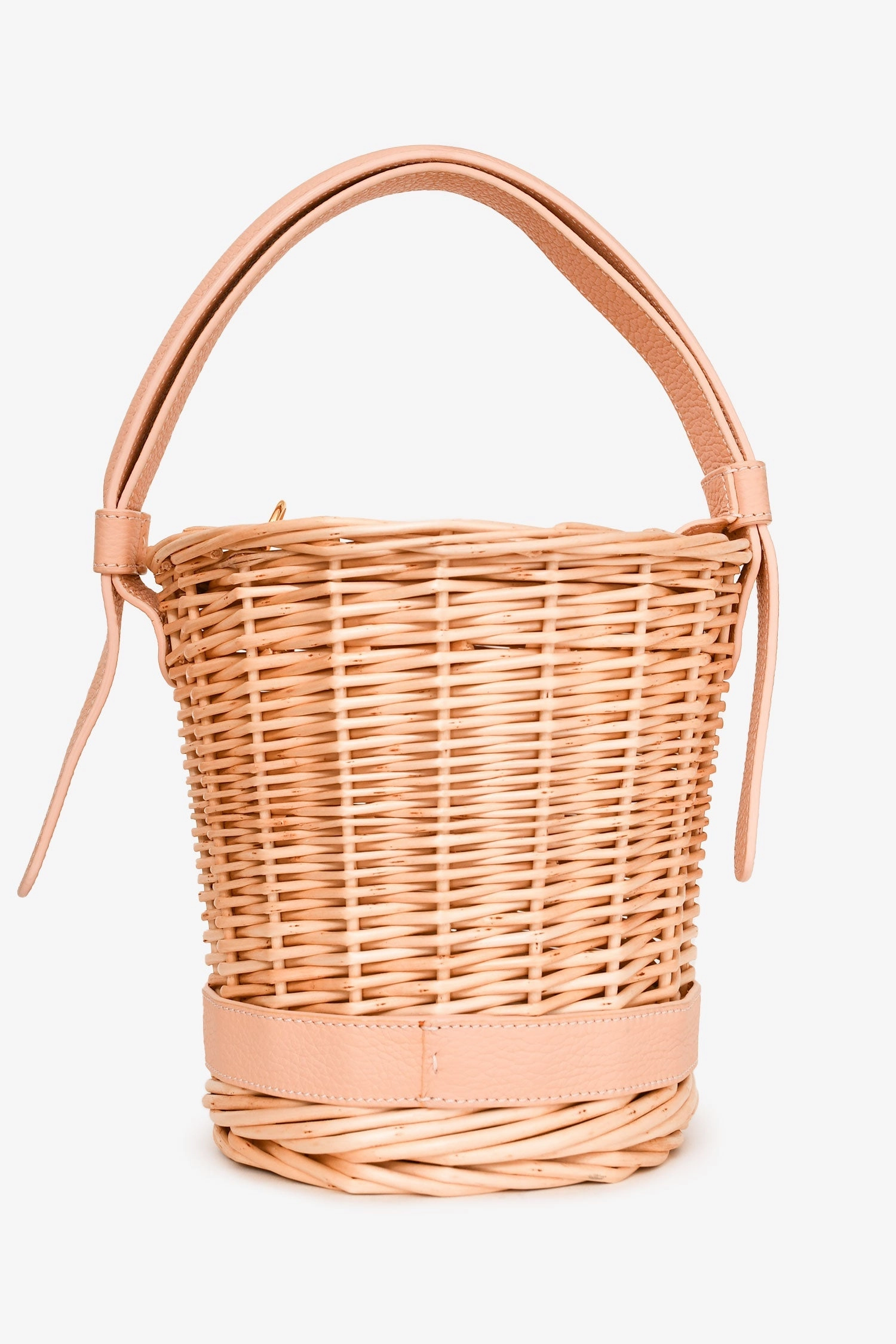Polene Beige Wicker/Leather Basket Bag