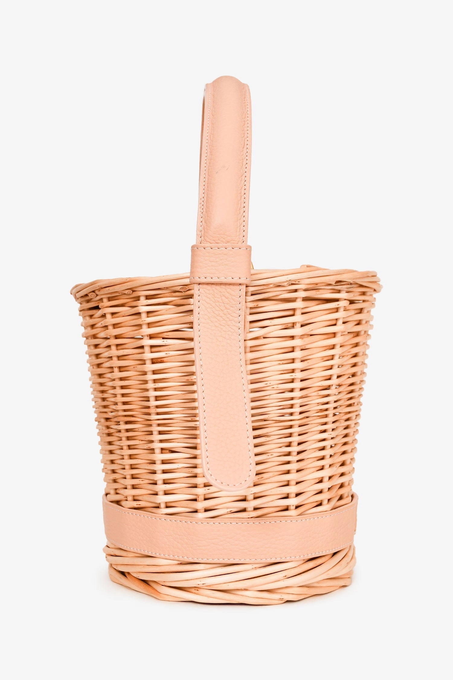 Polene Beige Wicker/Leather Basket Bag
