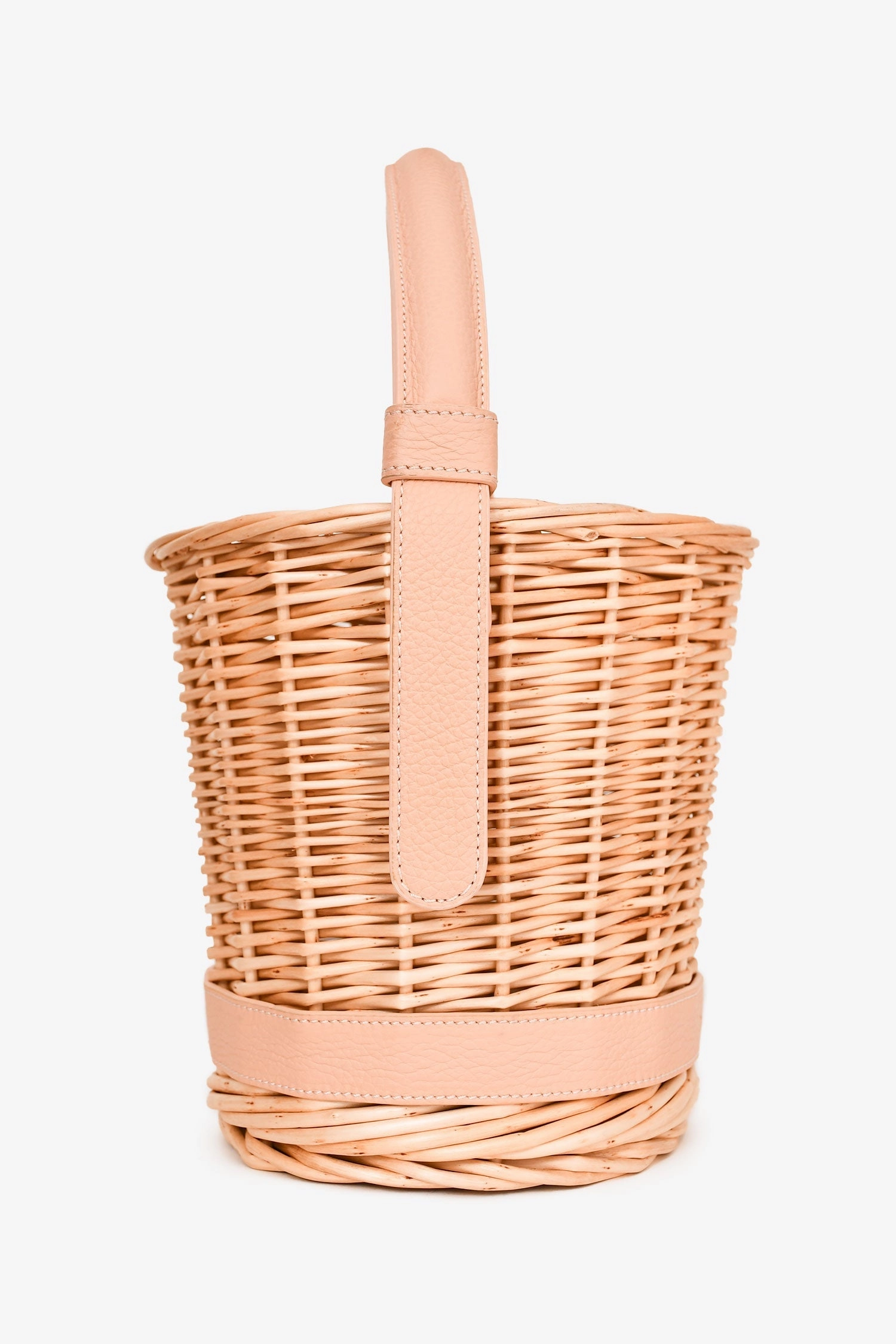 Polene Beige Wicker/Leather Basket Bag