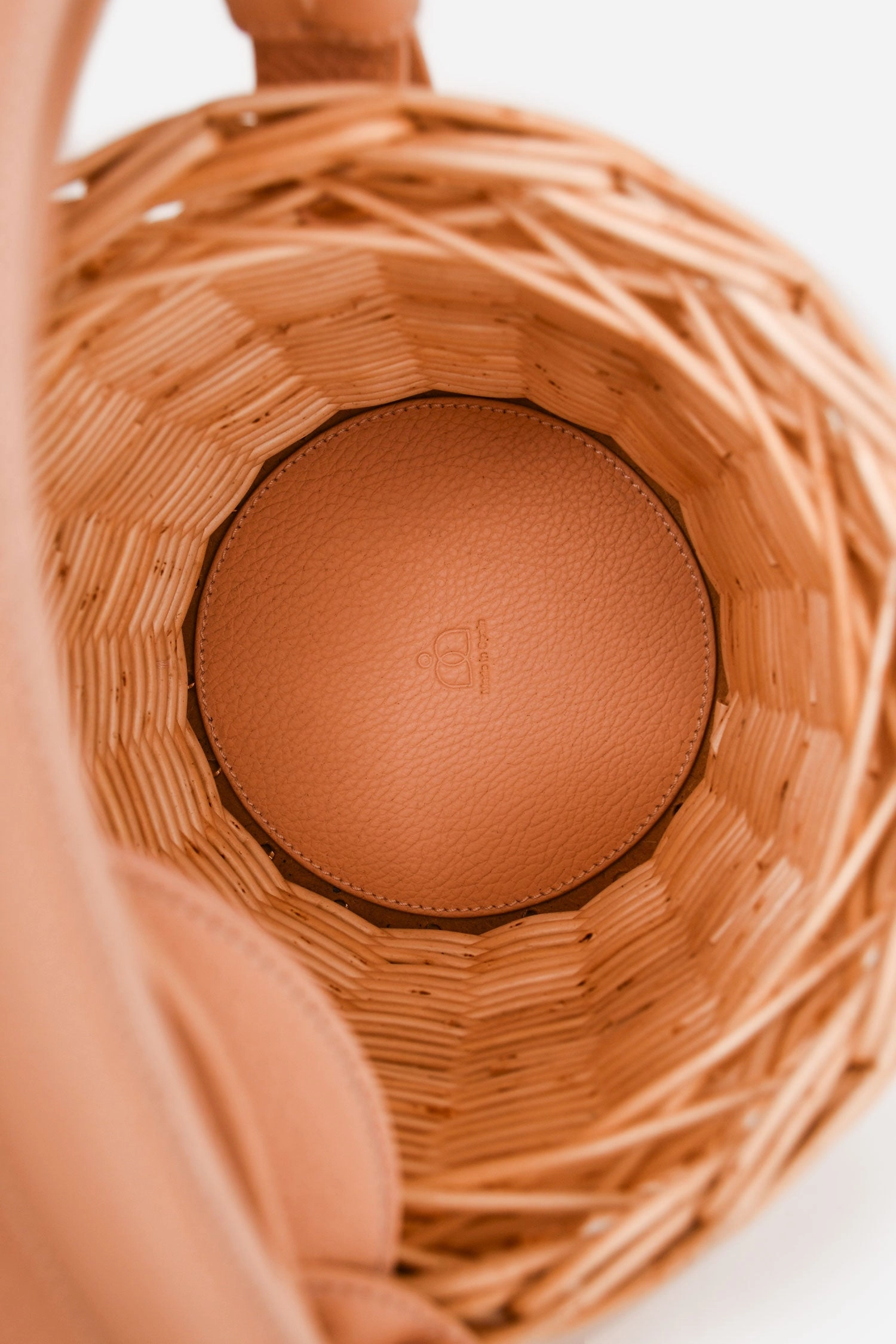 Polene Beige Wicker/Leather Basket Bag