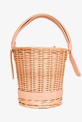 Polene Beige Wicker/Leather Basket Bag