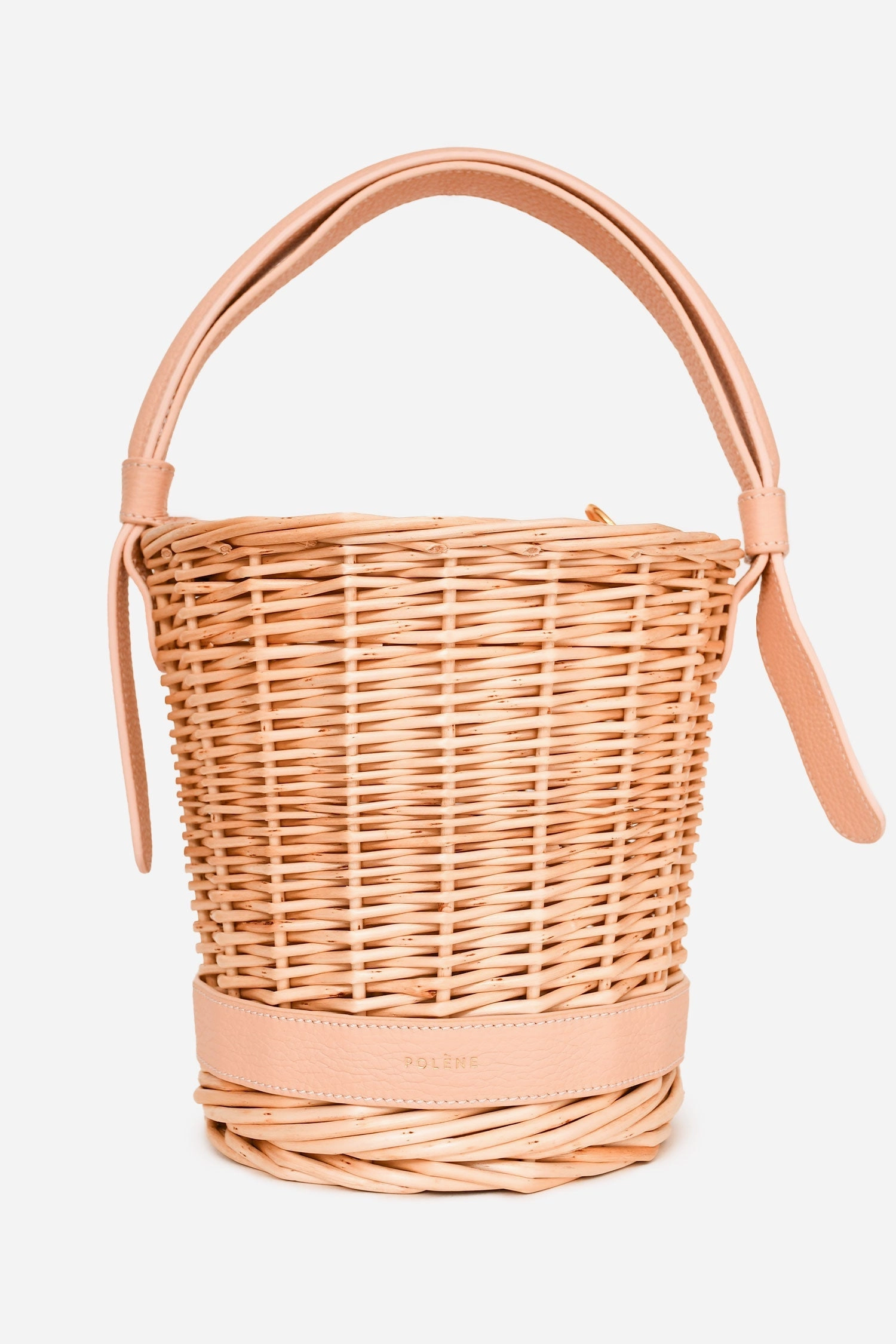 Polene Beige Wicker/Leather Basket Bag