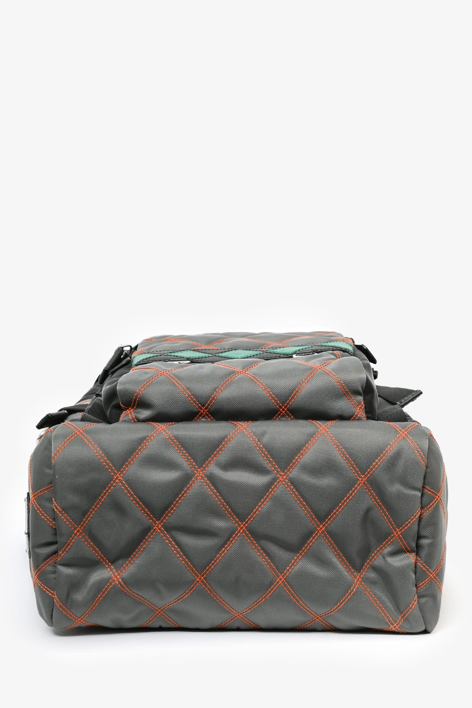 Prada 2017 S/S Runway Grey/Multi Nylon Contrast Stitch Backpack