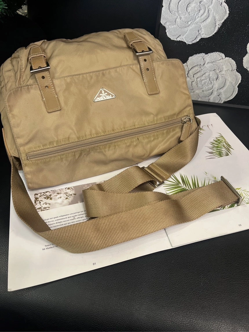 Prada Beige Postman Crossbody Bag