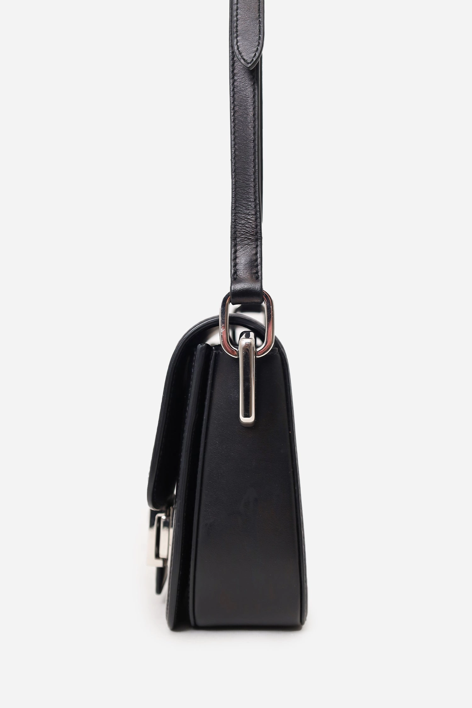 Prada Black Nylon Saffiano Lux Leather Emblme Shoulder Bag