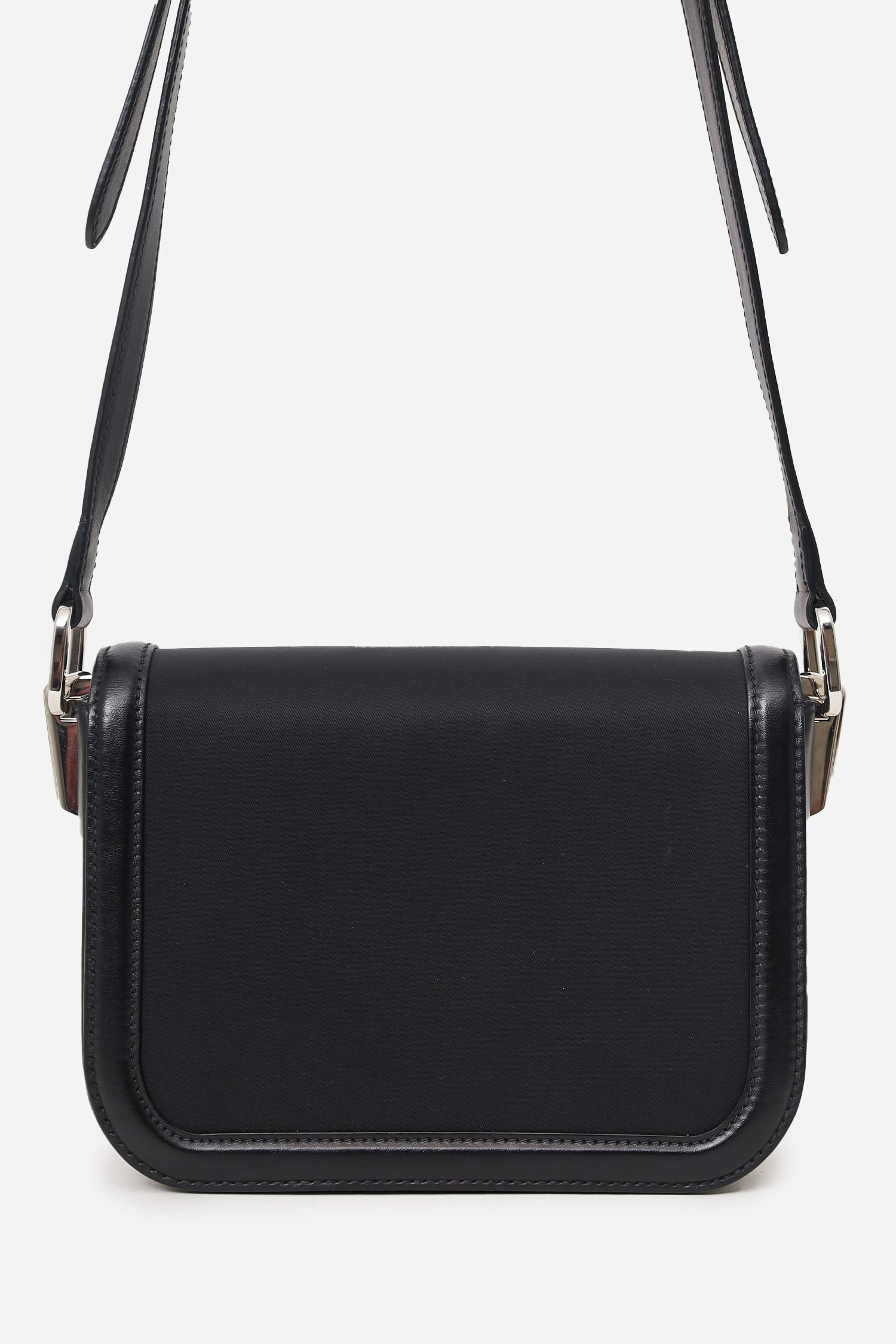 Prada Black Nylon Saffiano Lux Leather Emblme Shoulder Bag