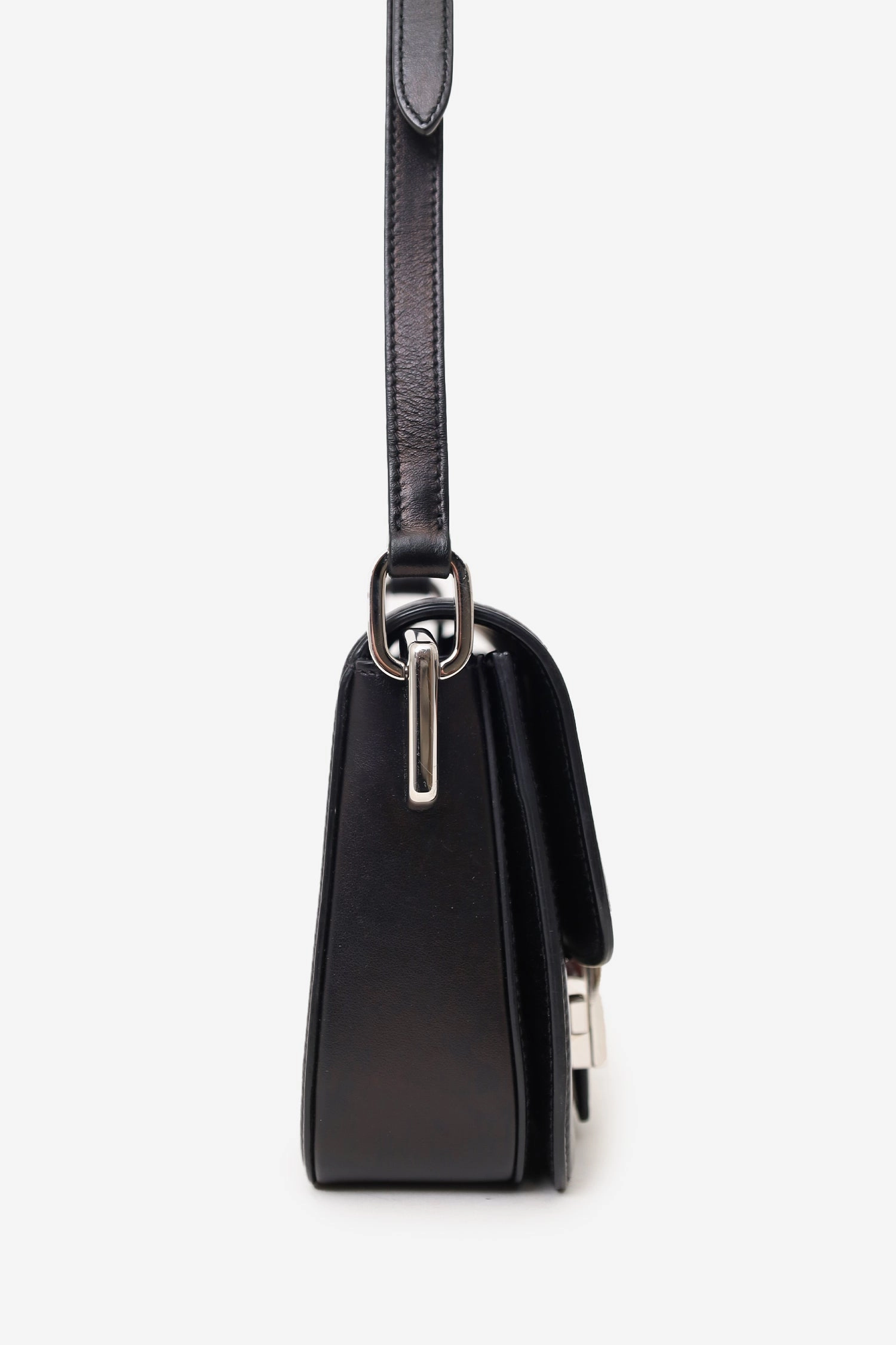Prada Black Nylon Saffiano Lux Leather Emblme Shoulder Bag
