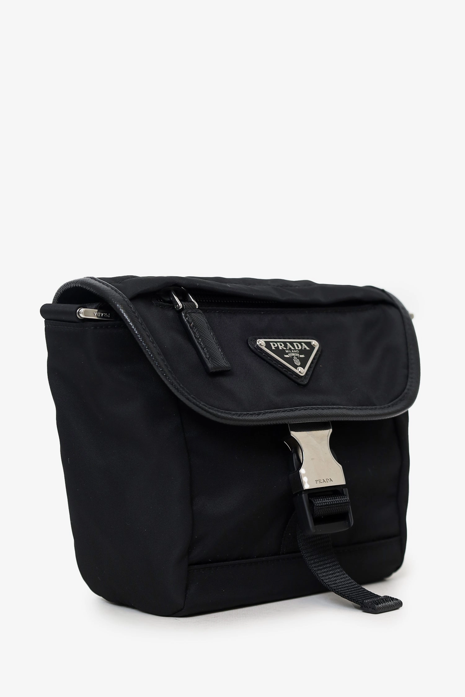 Prada Black Re-Nylon and Saffiano Leather Small Shoulder Bag