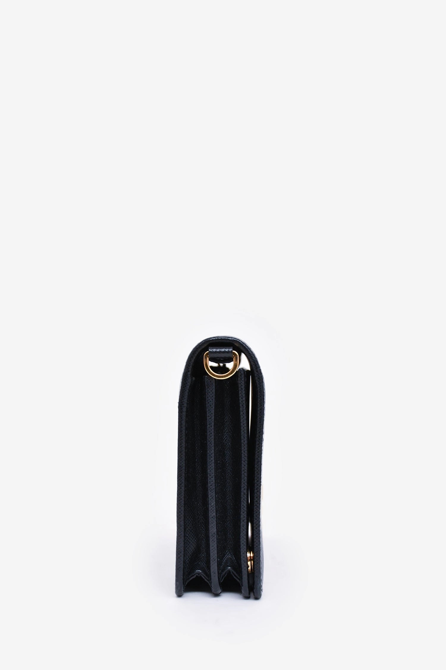 Prada Black Saffiano Leather Wallet on Chain
