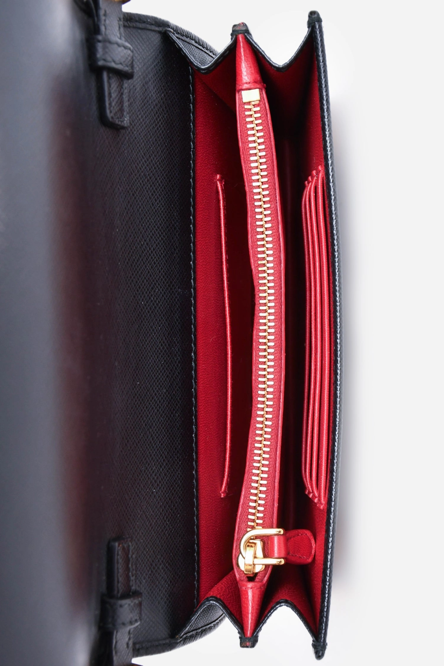 Prada Black Saffiano Leather Wallet on Chain