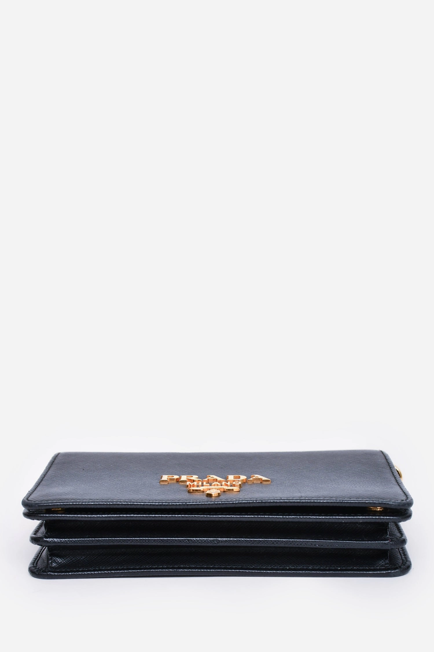 Prada Black Saffiano Leather Wallet on Chain