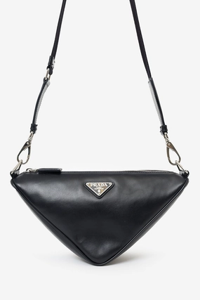 Prada Black Softy Calfskin Triangle Shoulder Bag