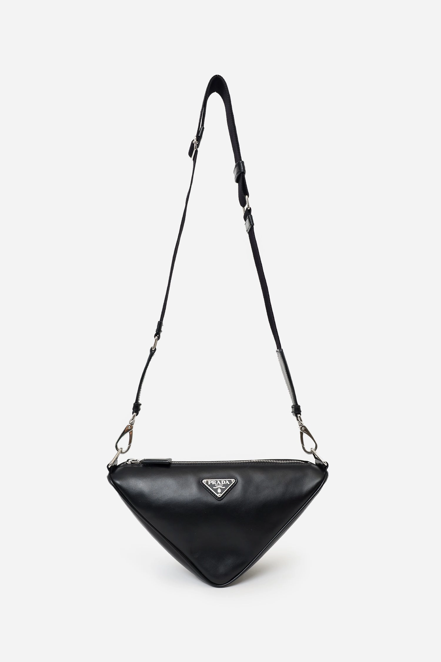 Prada Black Softy Calfskin Triangle Shoulder Bag