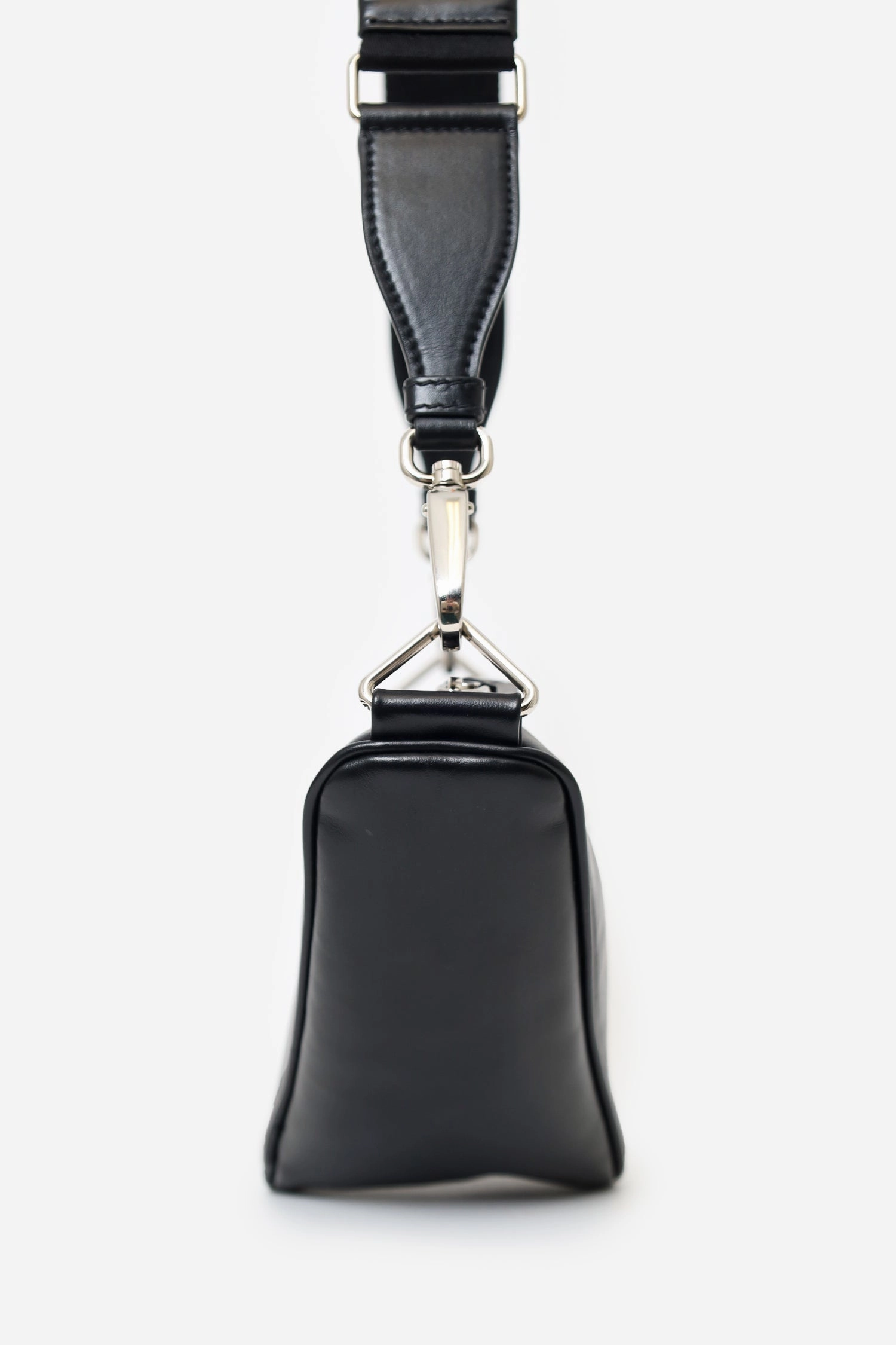 Prada Black Softy Calfskin Triangle Shoulder Bag