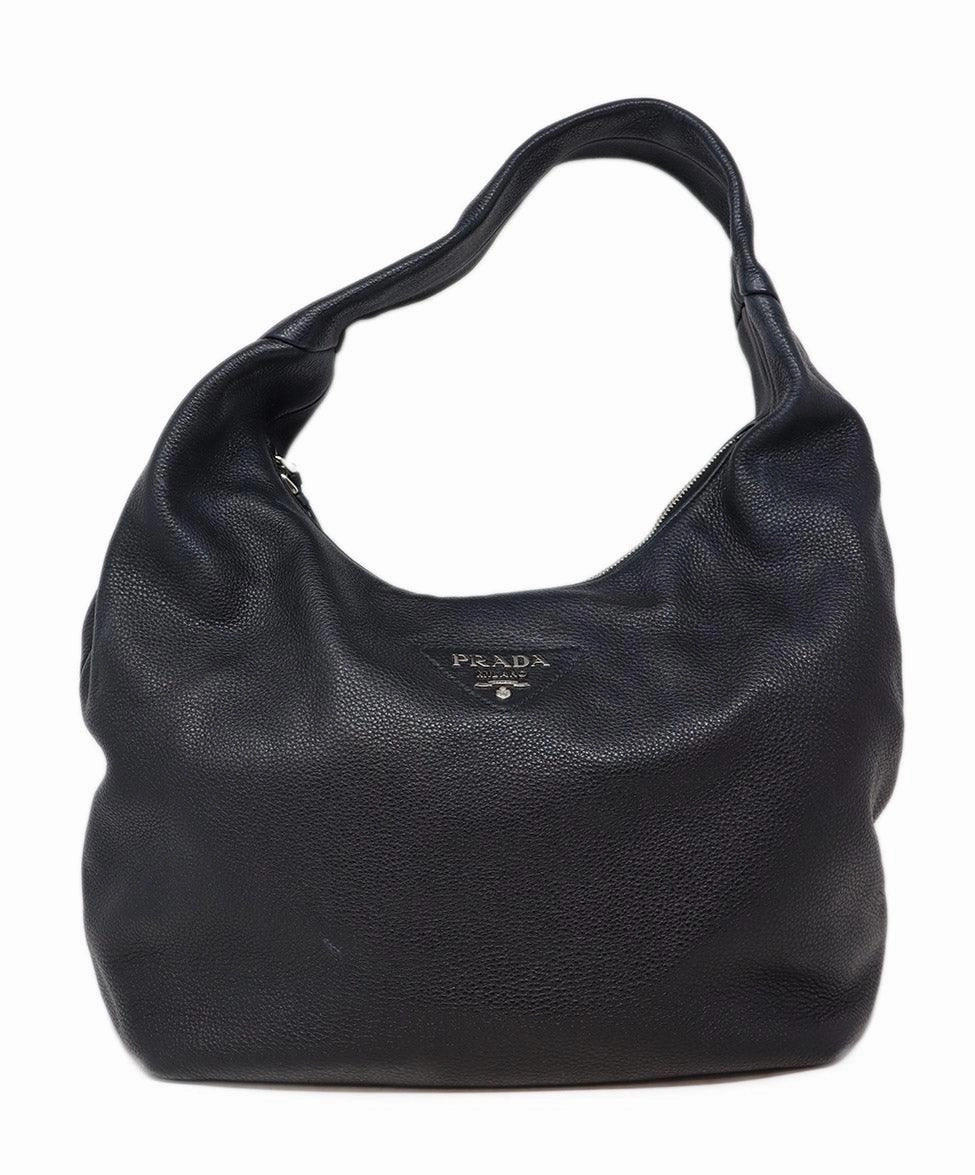Prada Black Vitello Daino Hobo Bag