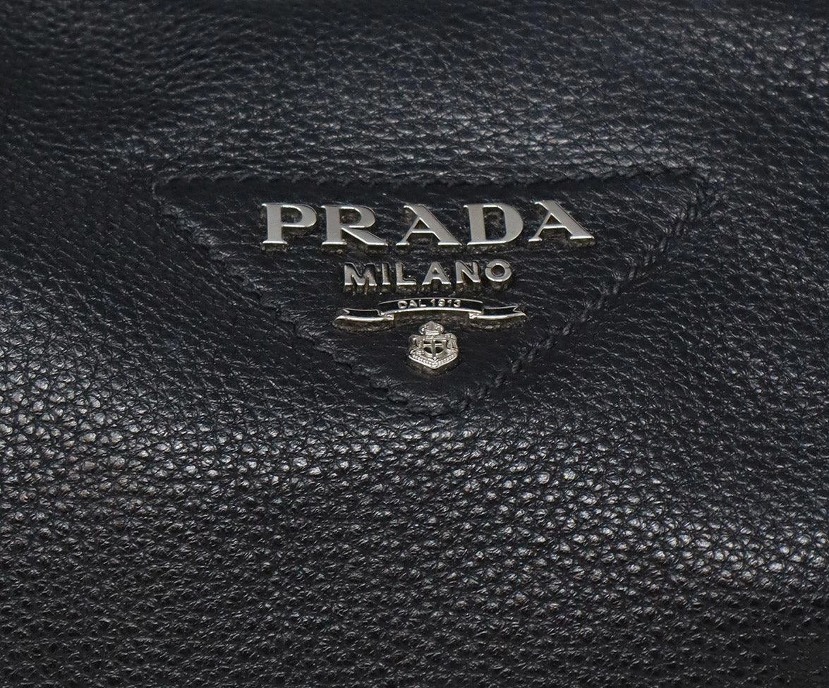Prada Black Vitello Daino Hobo Bag
