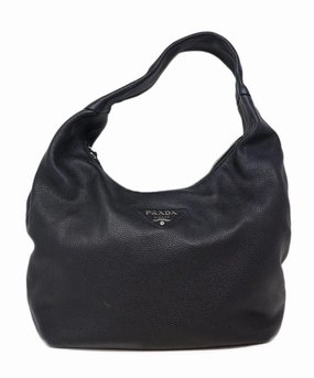 Prada Black Vitello Daino Hobo Bag