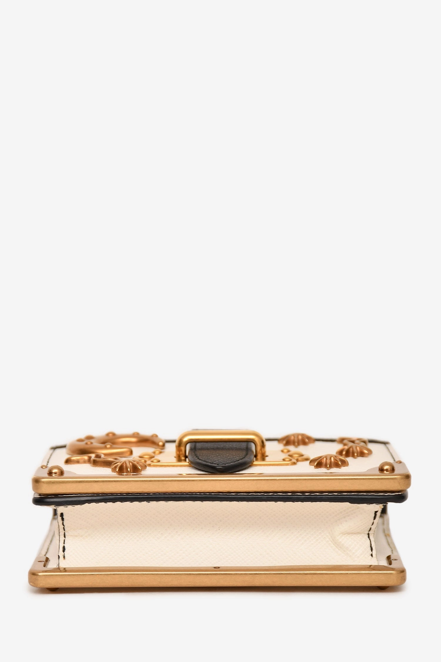 Prada Black/White Leather Micro 'Cahier' Chain Crossbody With Extra Strap