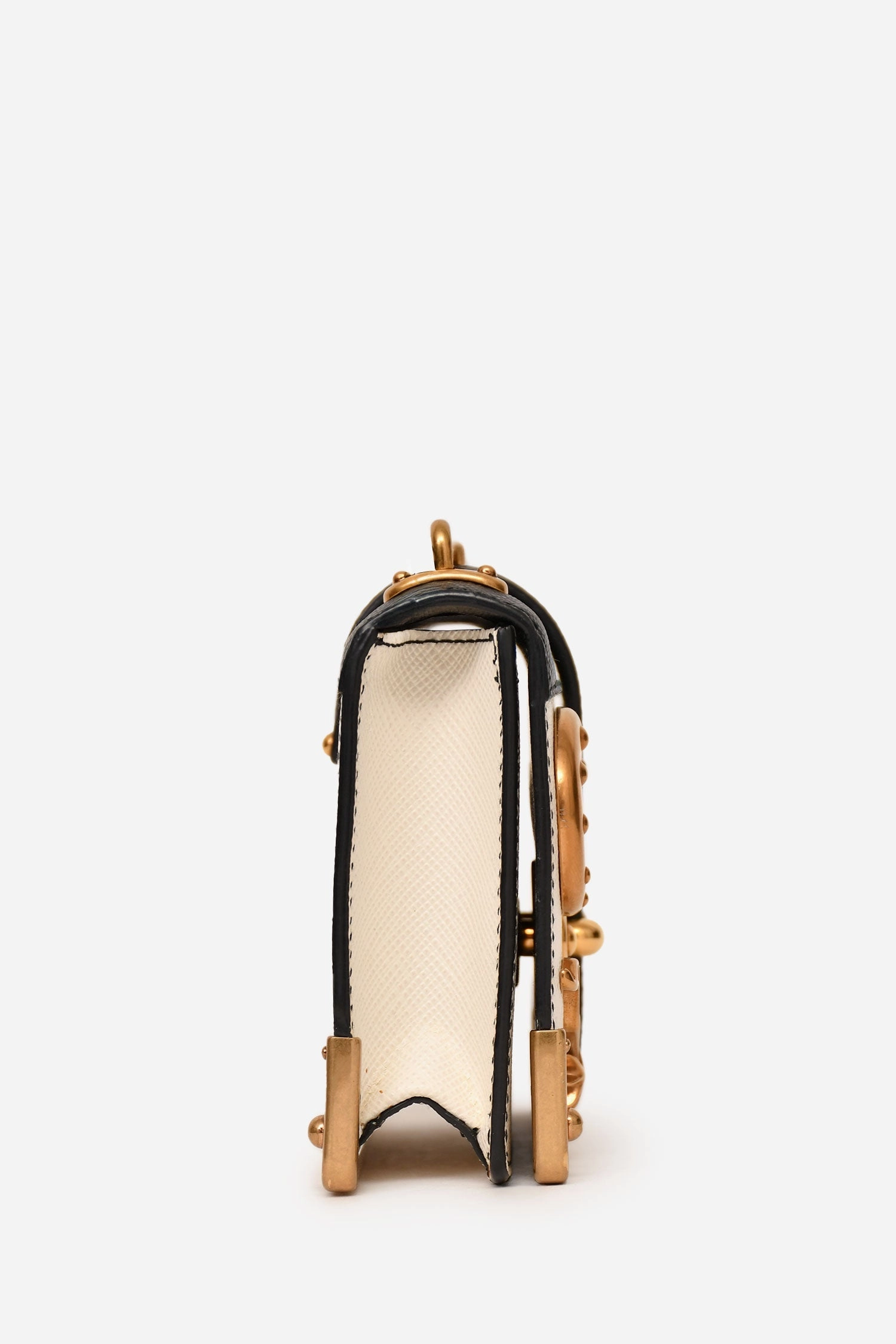 Prada Black/White Leather Micro 'Cahier' Chain Crossbody With Extra Strap