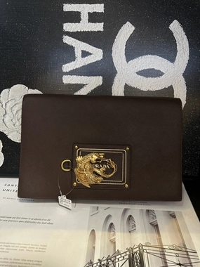 Prada Brown Gold Triangle Woc Crossbody Bag