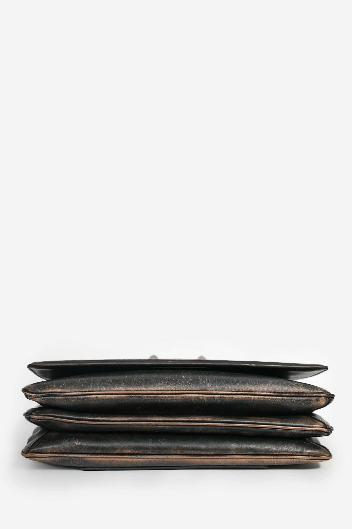 Prada Distressed Brown Vitello Daino Flap Top Handle