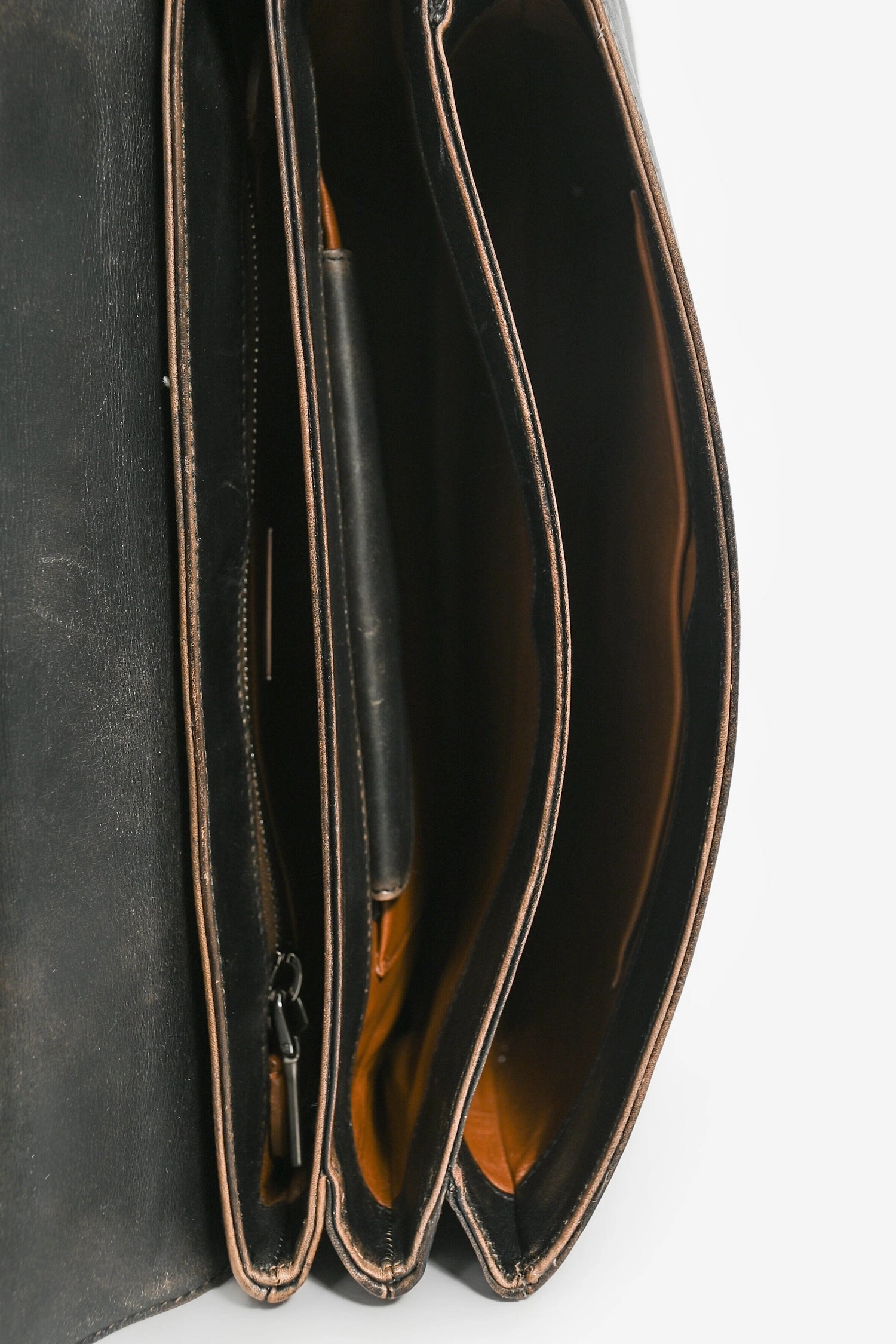 Prada Distressed Brown Vitello Daino Flap Top Handle