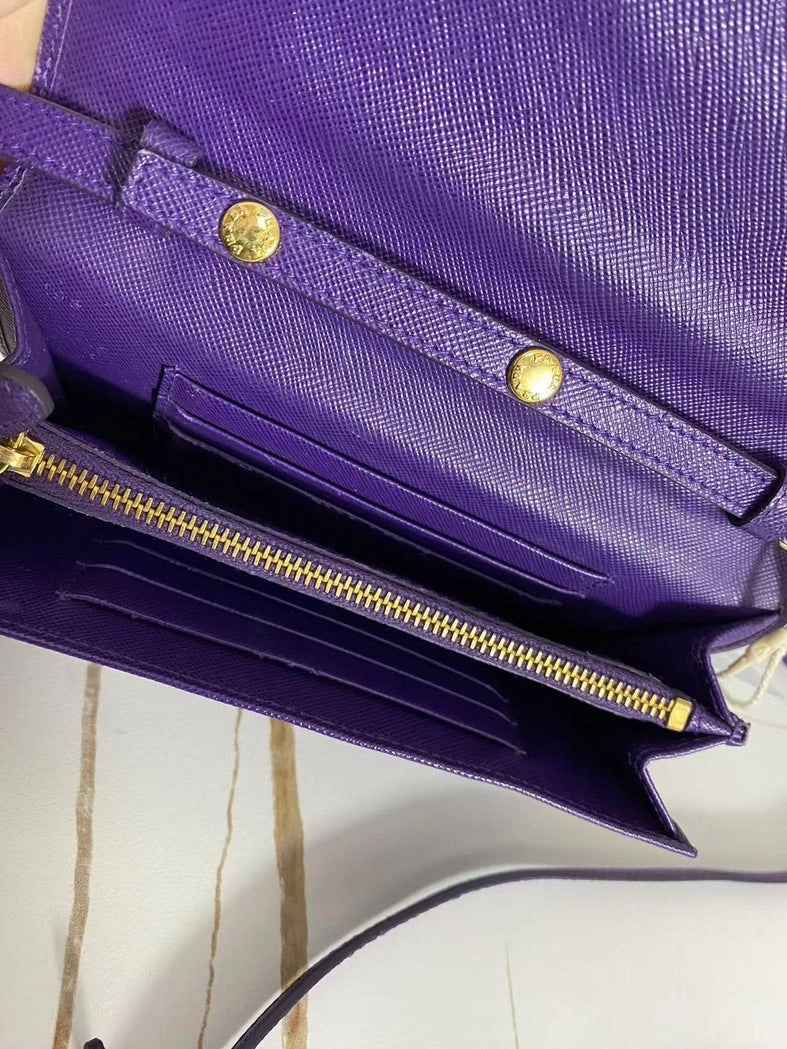 Prada Purple Pebbled Calfskin Crossbody Bag