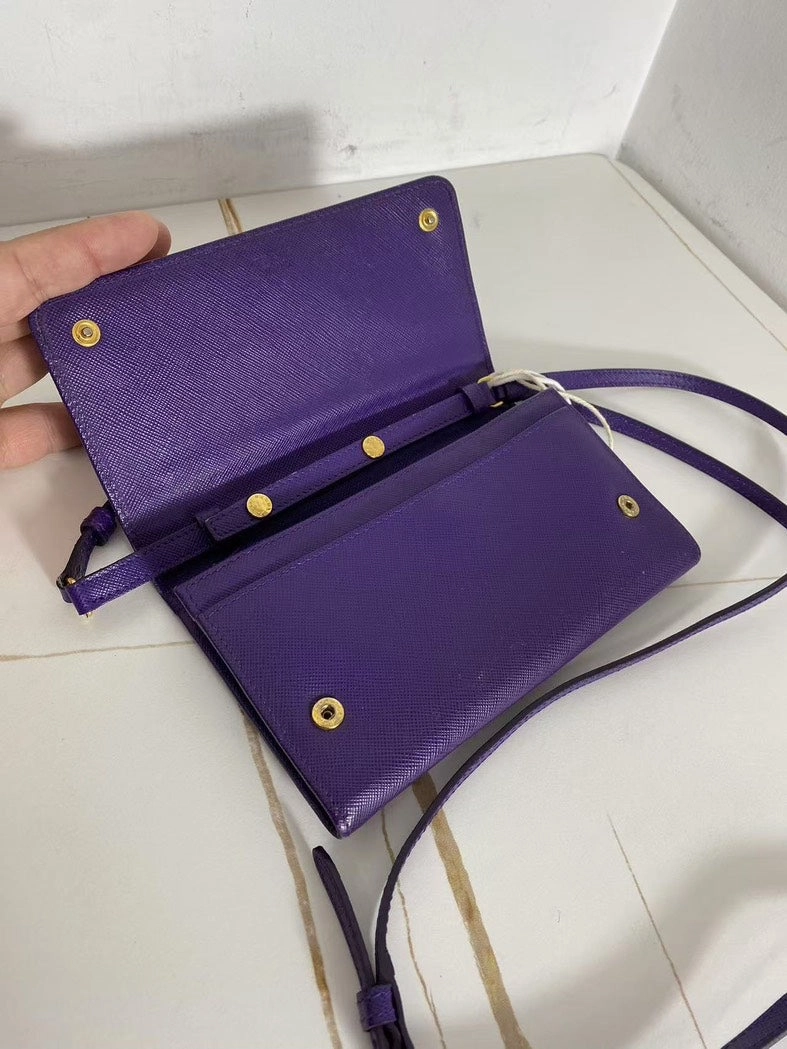 Prada Purple Pebbled Calfskin Crossbody Bag