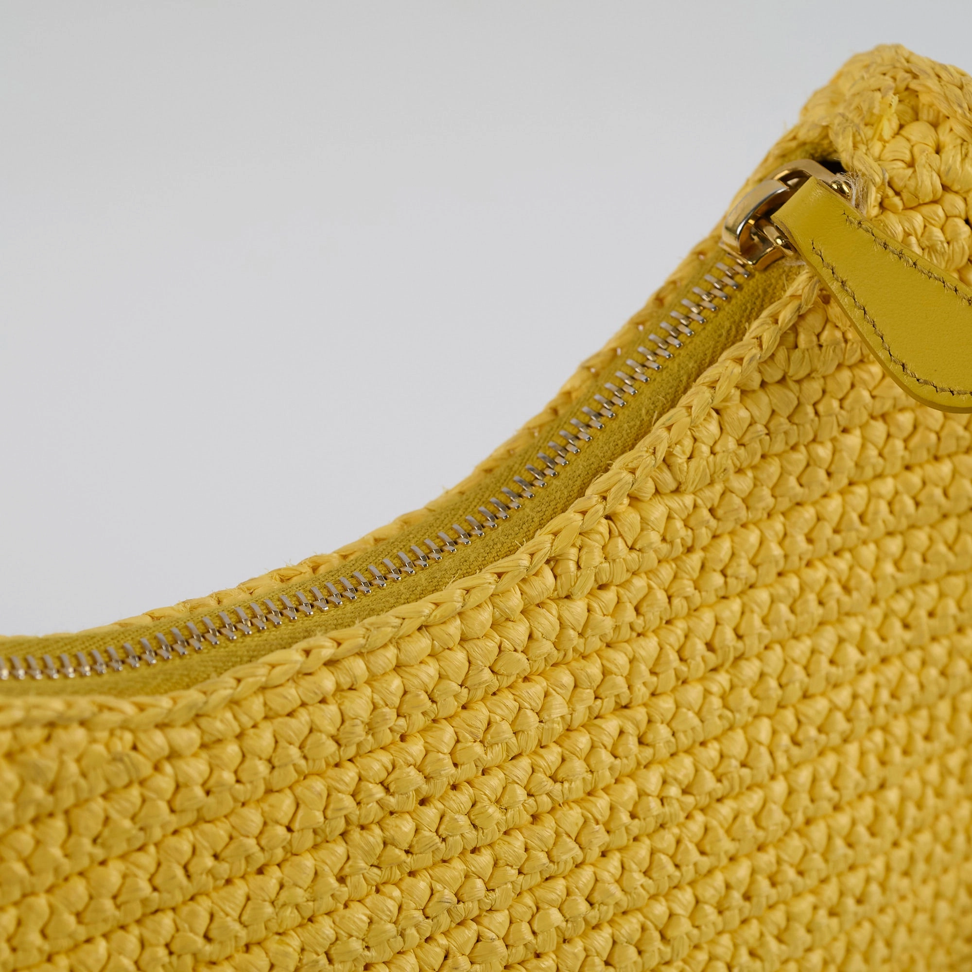 Prada Re-edition Raffia Cross Body Bag Yellow
