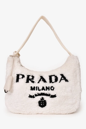 Prada White Terry Cloth Re-Edition 2000 Shoulder Bag