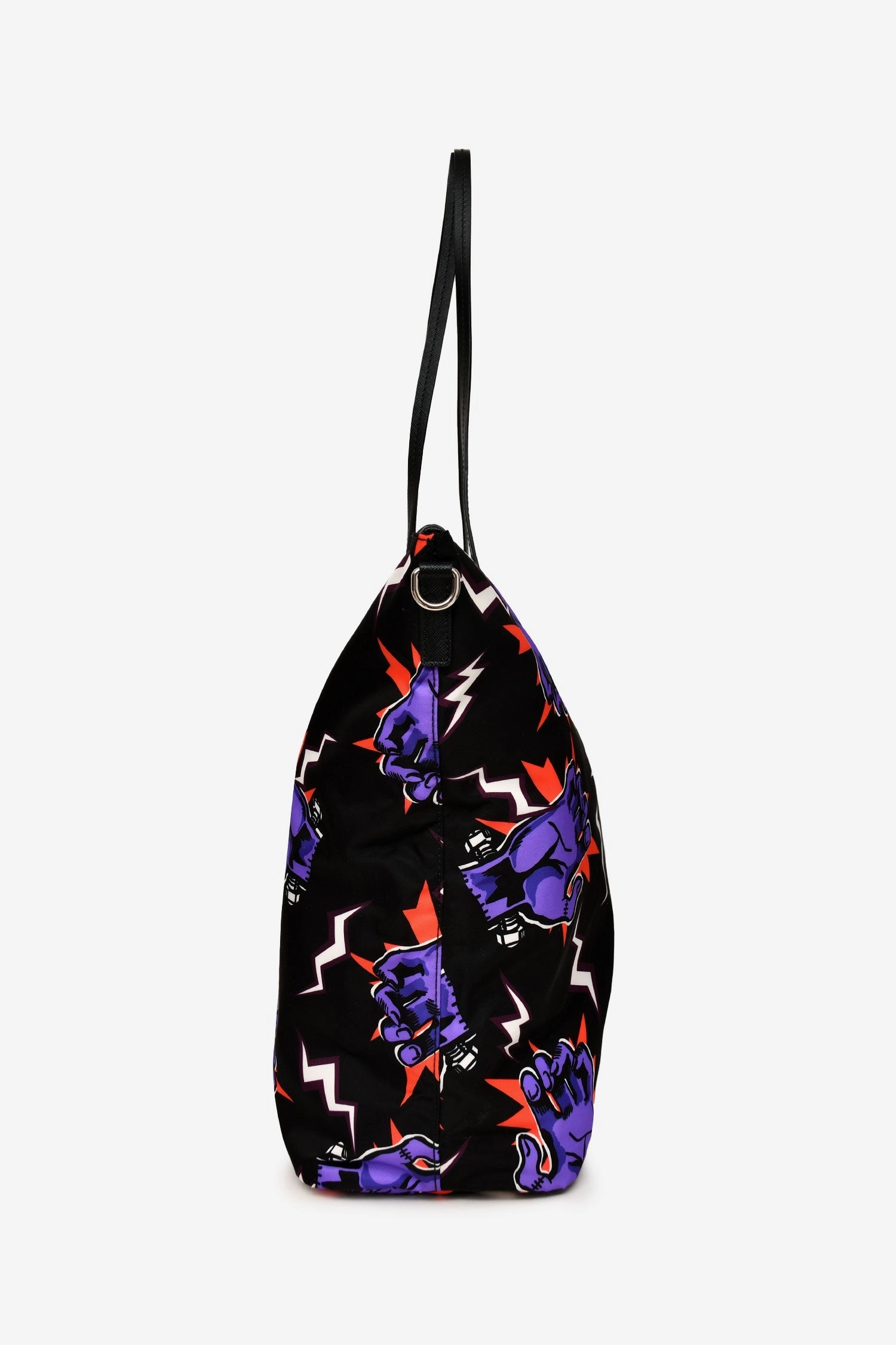 Prada x Universal Studio Black Nylon Frankenstein Hand Print Tote