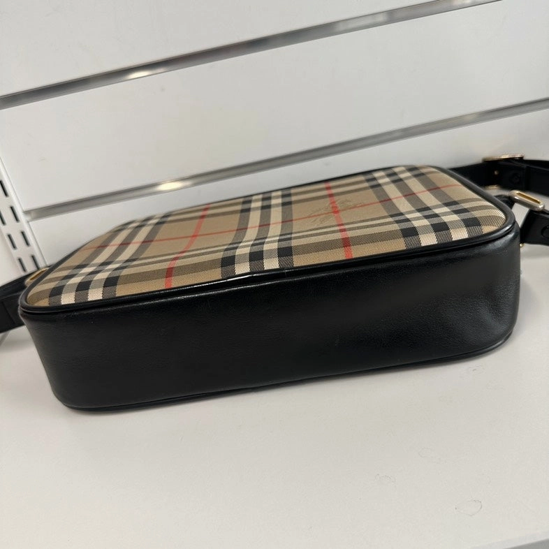Pre-loved Burberry Check Plaid Beige Crossbody Bag 9363