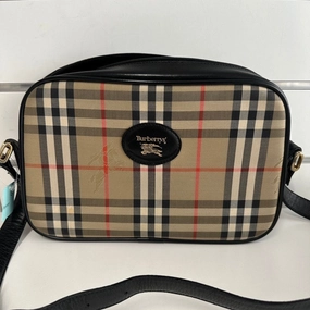 Pre-loved Burberry Check Plaid Beige Crossbody Bag 9363