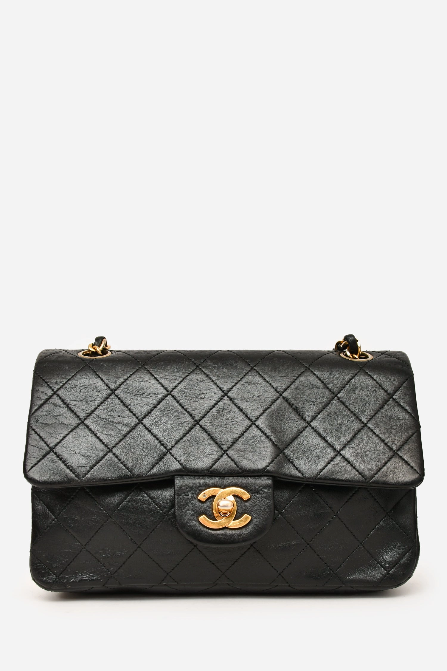 Pre-Loved Chanel 1989-91 Vintage Black Lambskin Small Classic Double Flap