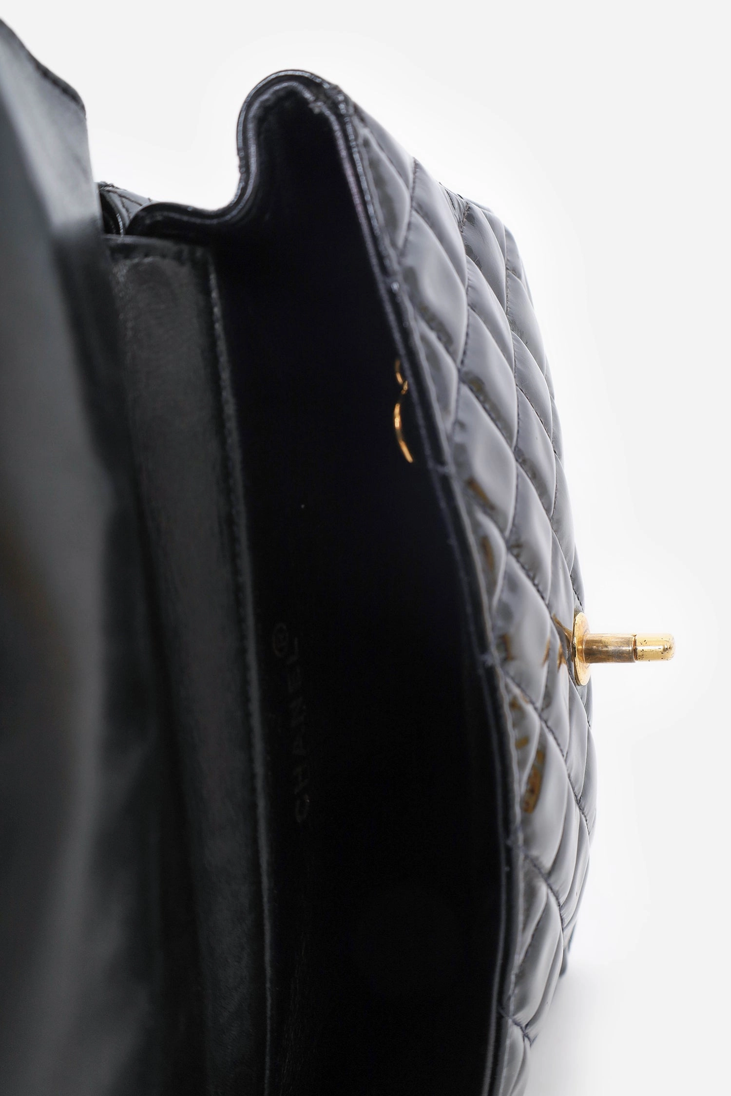 Pre-Loved Chanel  1996-97 Black Quilted Patent Double Sided Flap Bag