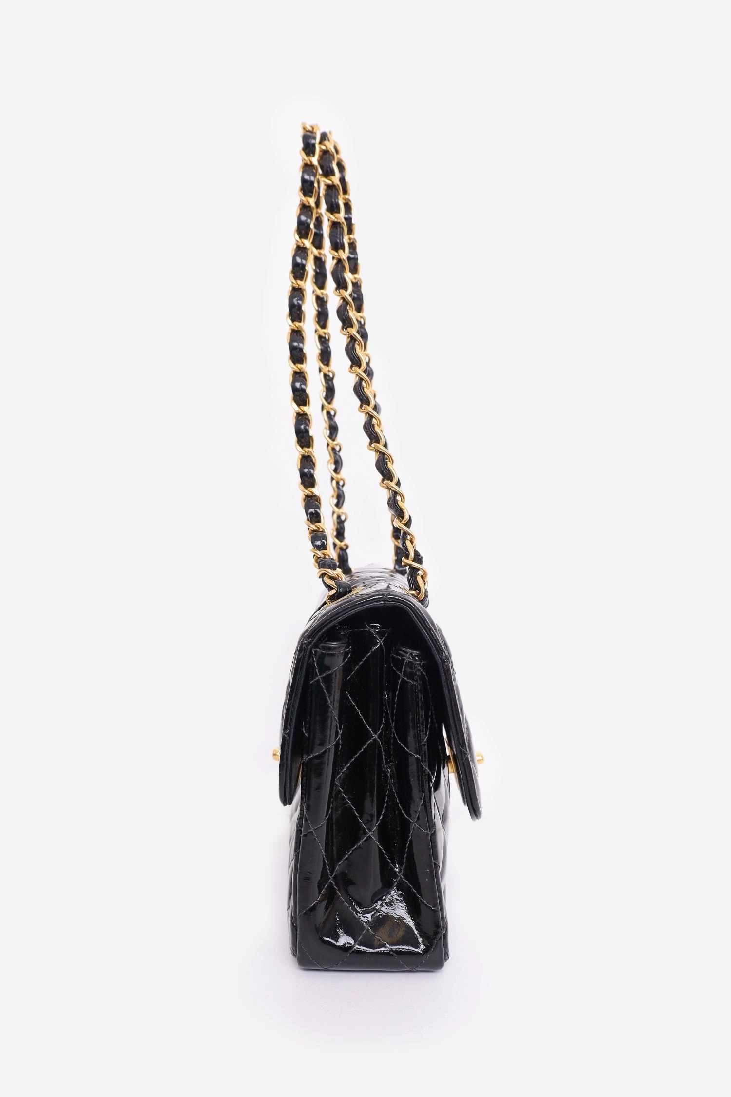 Pre-Loved Chanel  1996-97 Black Quilted Patent Double Sided Flap Bag