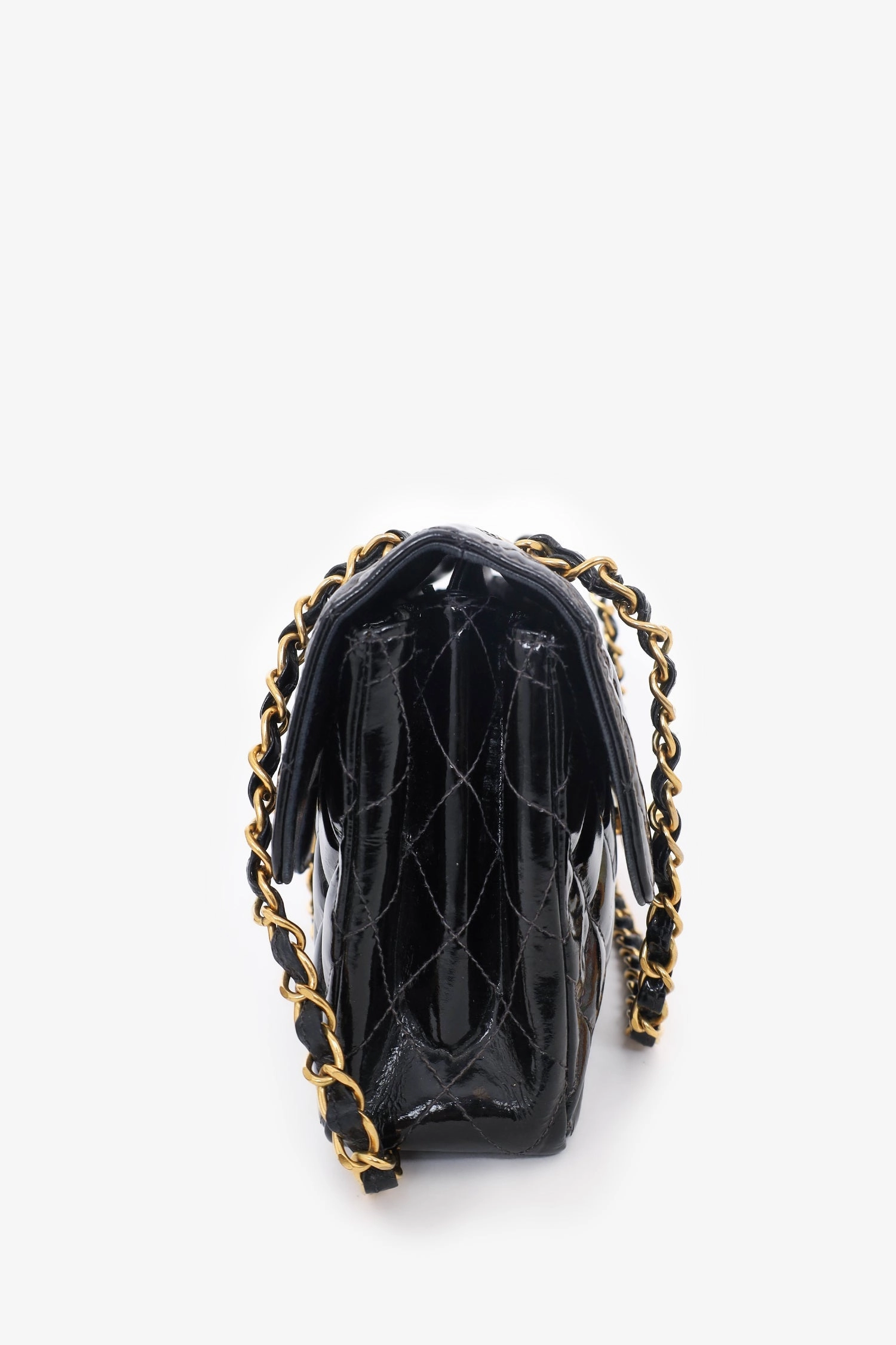 Pre-Loved Chanel  1996-97 Black Quilted Patent Double Sided Flap Bag