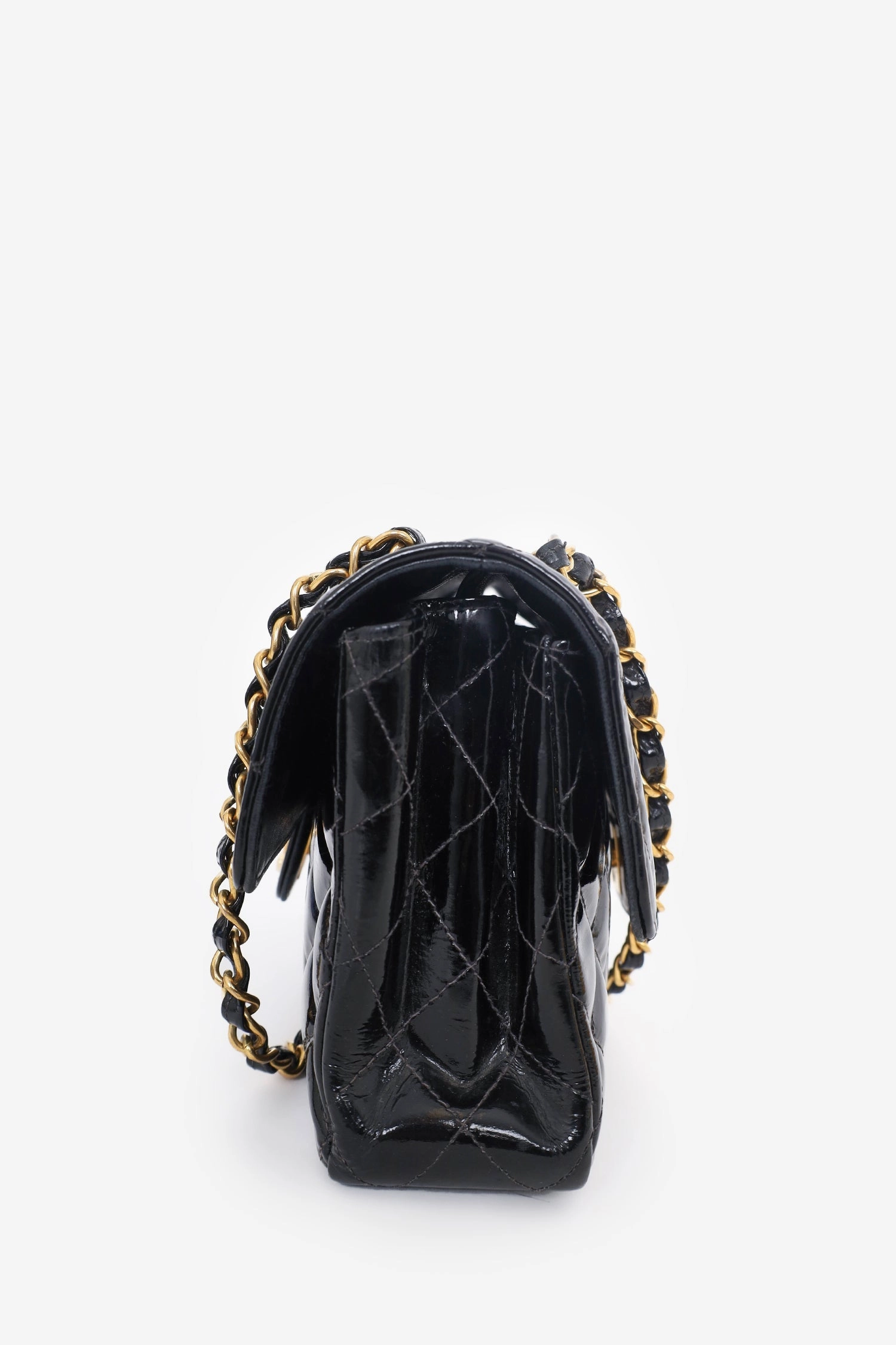 Pre-Loved Chanel  1996-97 Black Quilted Patent Double Sided Flap Bag