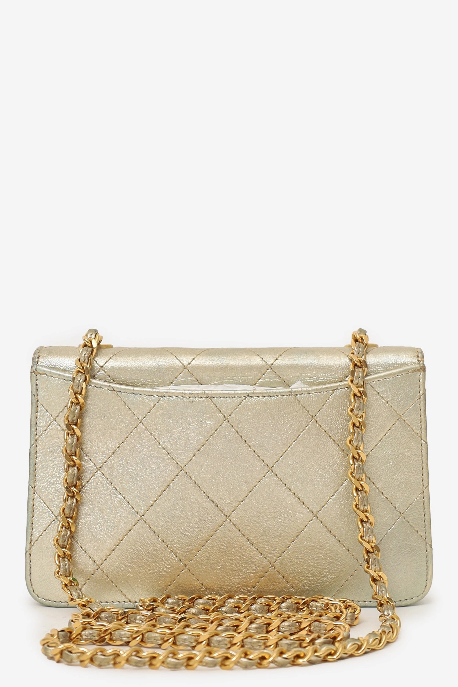 Pre-Loved Chanel 1996-97 Gold Metallic Mini Flap Bag